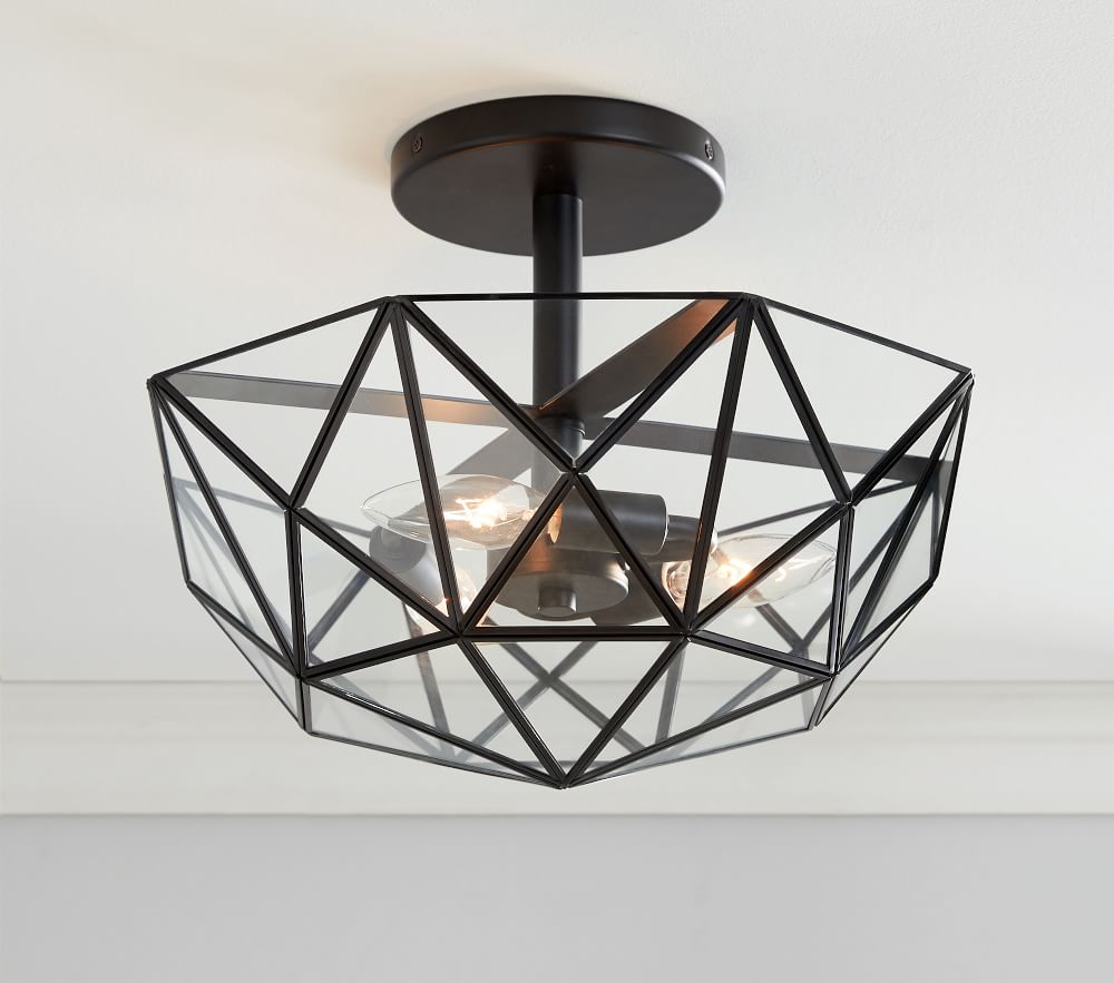 Metal And Glass Flushmount